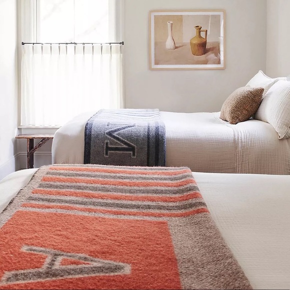 New! Anthropologie-Faribault Monogram Wool Blend Throw Blanket-A - Picture 6 of 11